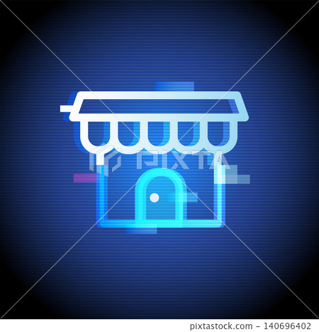Online Store Icon with Neon Glitch Background Online Store Icon with Neon Glitch Background 140696402