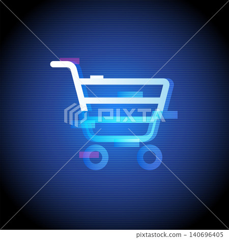 Shopping Cart Icon with Futuristic Neon Effect Shopping Cart Icon with Futuristic Neon Effect 140696405