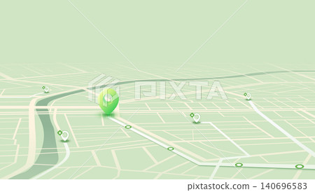 Concept of travel by route to goal. Abstract navigation plan highlights POI including city streets, blocks. City map featuring directional signs, an intended goal point. Vector illustration Concept of travel by route to goal. Abstract navigation plan highlights POI including city streets, blocks. City map featuring directional signs, an intended goal point. Vector illustration 140696583