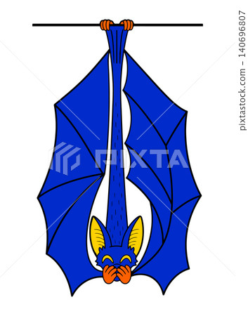 Blue Bat Hanging Upside Down 140696807