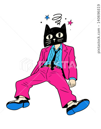 Dizzy Cat-Headed Person in Pink Suit Dizzy Cat-Headed Person in Pink Suit 140696819