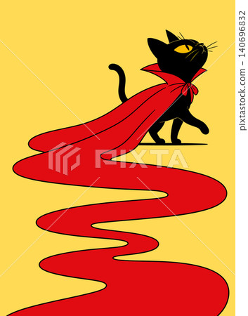 Black Cat Wearing a Red Cape Black Cat Wearing a Red Cape 140696832