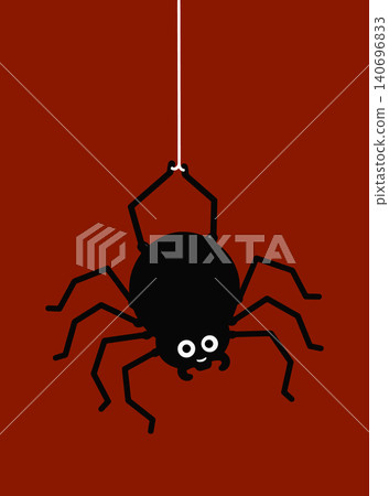 Cute Black Spider Hanging on a String 140696833