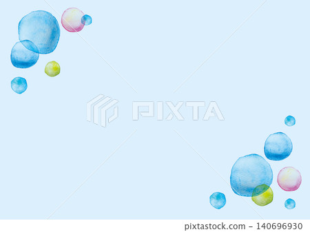 水彩波點邊框背景(藍色) 水彩波點邊框背景(藍色) 140696930