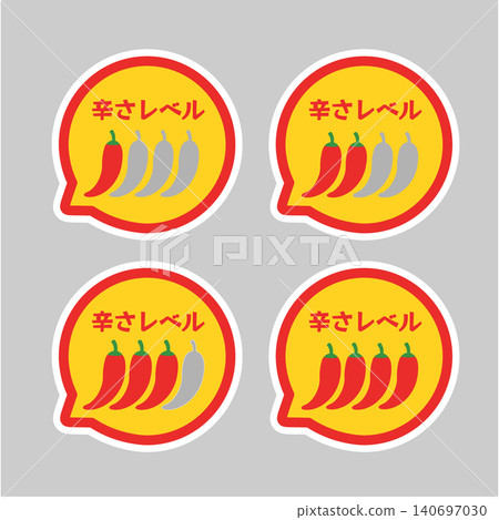 辣度圖示插圖（附白色邊框） 140697030