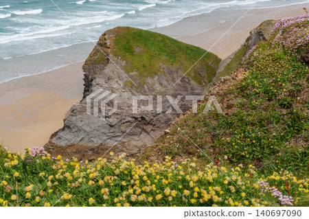 The bedruthan steps in Cornwall, england 140697090