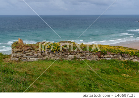 The bedruthan steps in Cornwall, england The bedruthan steps in Cornwall, england 140697125