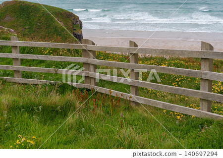 The bedruthan steps in Cornwall, england The bedruthan steps in Cornwall, england 140697294