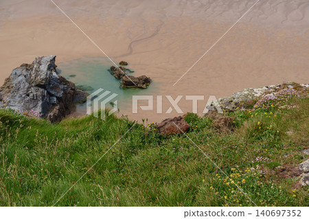 The bedruthan steps in Cornwall, england 140697352