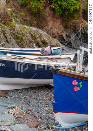 the small village of cadgwith at the coast of cornwall the small village of cadgwith at the coast of cornwall 140697537