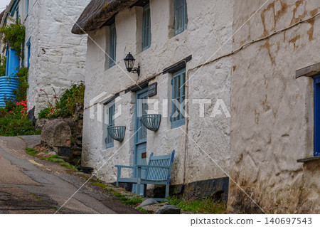 the small village of cadgwith at the coast of cornwall the small village of cadgwith at the coast of cornwall 140697543