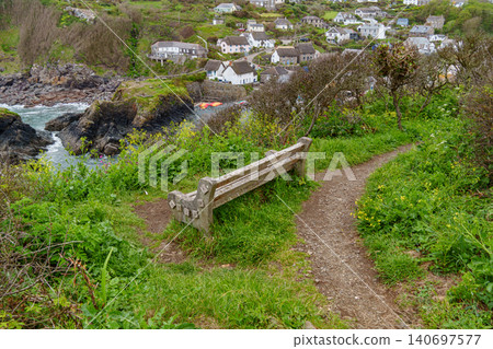 the small village of cadgwith at the coast of cornwall the small village of cadgwith at the coast of cornwall 140697577