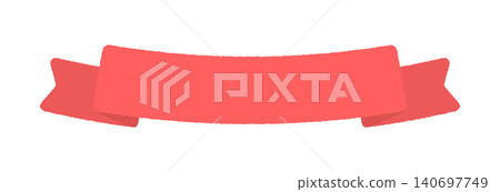 Red folded decorative ribbon - Simple and cute hand-drawn illustration material for text frames and heading banners 140697749