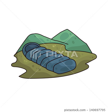 Illustration of Sleeping Bag on Green Hill Illustration of Sleeping Bag on Green Hill 140697795