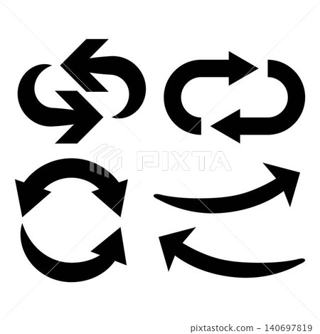 Black Bold Arrow Icon Vector Set for Navigation UI Design 140697819