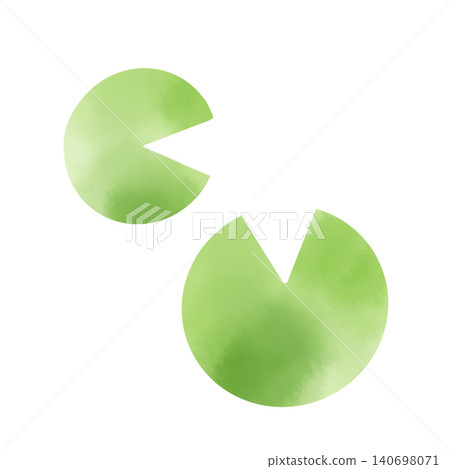 Watercolor-style water lily leaf material - Cute hand-drawn illustration floating on the water's surface 140698071