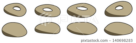Seamless horizontal banner pattern featuring illustrated plain donuts or bagels on white. Seamless horizontal banner pattern featuring illustrated plain donuts or bagels on white. 140698283