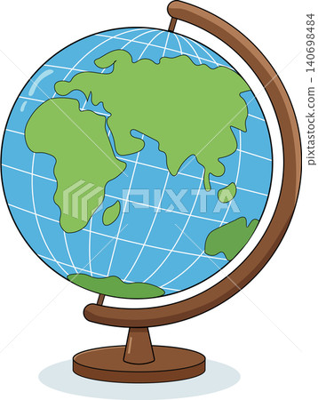 Vector classroom school globe icon on stand showing Europe and Africa continents Vector classroom school globe icon on stand showing Europe and Africa continents 140698484