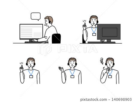 一位年輕的男性電話接線員 一位年輕的男性電話接線員 140698903