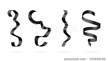 3D Set of black ribbons isolated on white 3D Set of black ribbons isolated on white 140699206