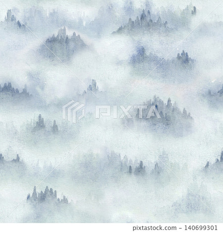 Soft Misty Mountains Watercolor Seamless Pattern Soft Misty Mountains Watercolor Seamless Pattern 140699301