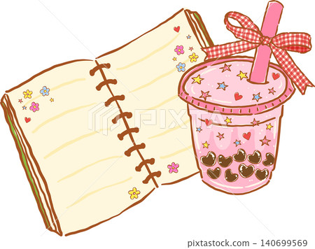 Boba Tea Bookish, Cute Bubble Tea and Journal Bookish Hand Drawn Boba Tea Bookish, Cute Bubble Tea and Journal Bookish Hand Drawn 140699569