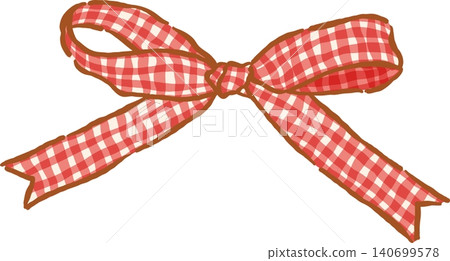 Retro Red Gingham Ribbon Bow Whimsical Hand Drawn Doodle Retro Red Gingham Ribbon Bow Whimsical Hand Drawn Doodle 140699578
