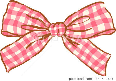 Retro Pink Gingham Ribbon Bow Whimsical Hand Drawn Doodle Retro Pink Gingham Ribbon Bow Whimsical Hand Drawn Doodle 140699583