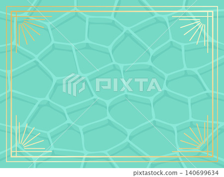 Luxurious water surface background, horizontal orientation, emerald green & gold 140699634
