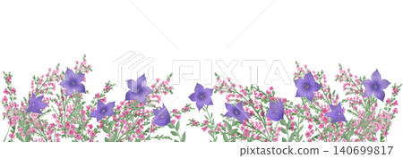 Autumn flower line footer frame - bellflower and bush clover Autumn flower line footer frame - bellflower and bush clover 140699817