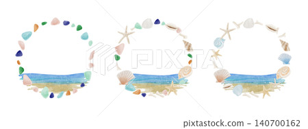 海玻璃與貝殼海洋主題圓形相框套裝 海玻璃與貝殼海洋主題圓形相框套裝 140700162