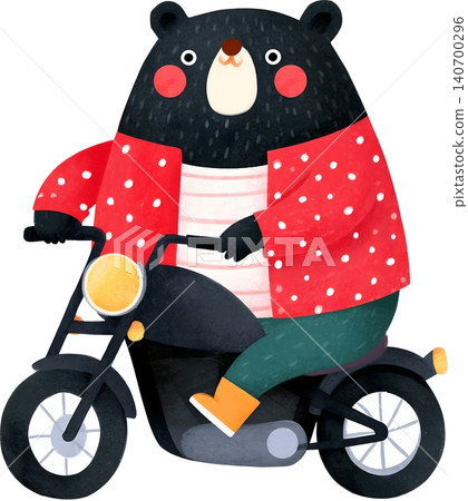 Cute Bear Riding Blue Chopper Motorcycle Illustration Cute Bear Riding Blue Chopper Motorcycle Illustration 140700296