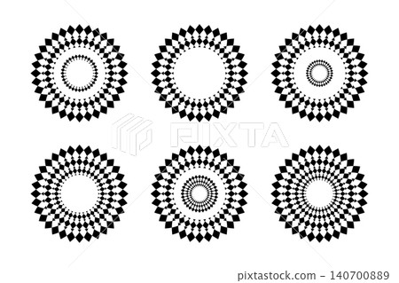 Decorative Round Radial Design Elements Set. Decorative Round Radial Design Elements Set. 140700889