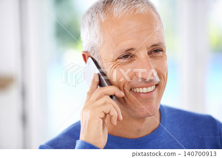 Senior, man and face with phone call in home with laughing for funny conversation, discussion and mobile chat. Elderly, person and happy with smartphone for talking, comic joke and mockup space Senior, man and face with phone call in home with laughing for funny conversation, discussion and mobile chat. Elderly, person and happy with smartphone for talking, comic joke and mockup space 140700913