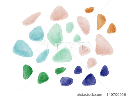 Watercolor paintings of summer sea glass, coastlines, and beaches. Watercolor paintings of summer sea glass, coastlines, and beaches. 140700936