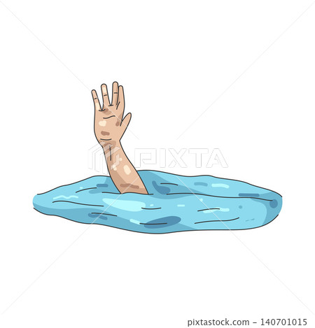 Illustration of Hand reaching out of water Illustration of Hand reaching out of water 140701015
