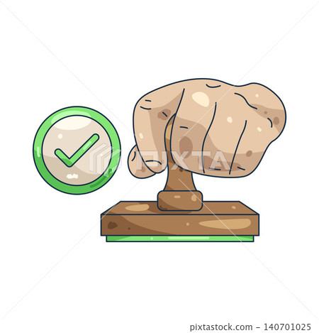 Illustration of hand stamp with a checkmark Illustration of hand stamp with a checkmark 140701025