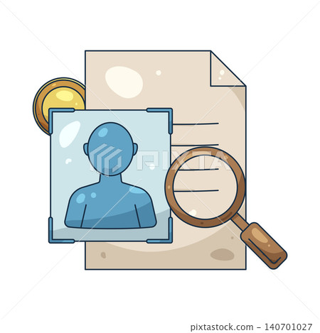 Illustration of Resume review with a magnifying glass Illustration of Resume review with a magnifying glass 140701027