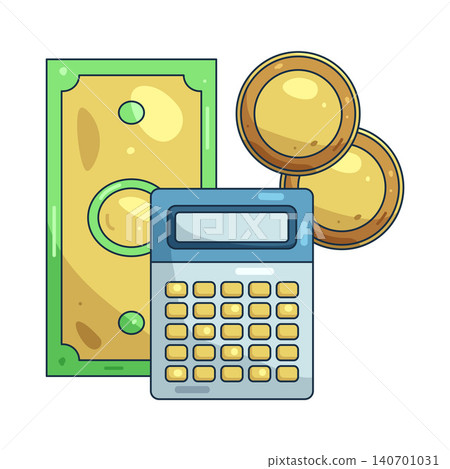 Illustration of Money with a calculator 140701031