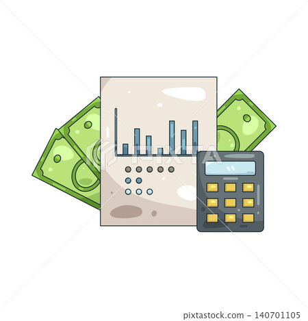 Illustration of financial report with a calculator and money Illustration of financial report with a calculator and money 140701105