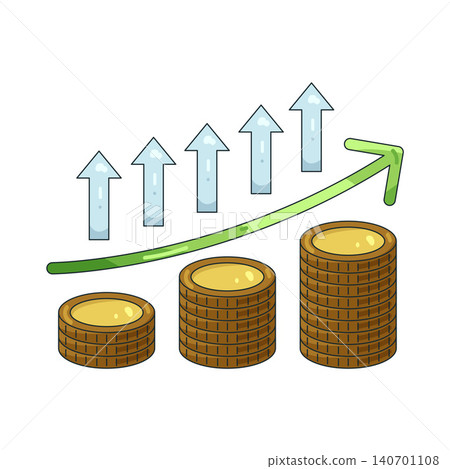 Illustration of growth chart with coins and arrows Illustration of growth chart with coins and arrows 140701108