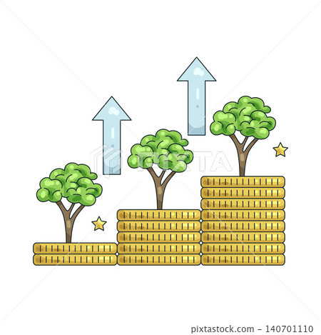 Illustration of Financial Growth With Trees On Coins 140701110