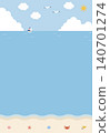 [Vector] Summer ocean background with copy space - tropical beach banner template material (vertical) 140701274