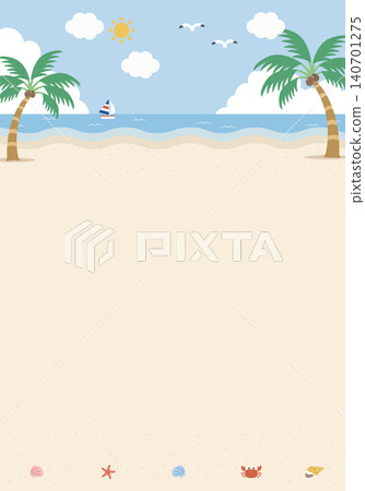 [Vector] Summer ocean background with copy space - tropical beach banner template material (vertical) 140701275