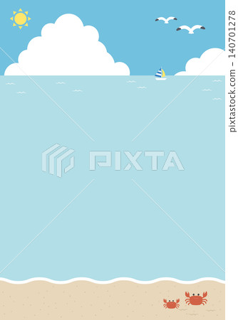 [Vector] Summer ocean background with copy space - tropical beach banner template material (vertical) 140701278
