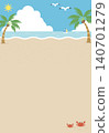 [Vector] Summer ocean background with copy space - tropical beach banner template material (vertical) 140701279