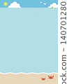 [Vector] Summer ocean background with copy space - tropical beach banner template material (vertical) 140701280