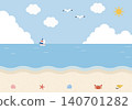 [Vector] Summer scene illustration of blue sea and sandy beach - tropical beach background material (landscape orientation) 140701282