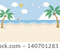 [Vector] Summer scene illustration of blue sea and sandy beach - tropical beach background material (landscape orientation) 140701283