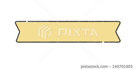 Stylish, broken-line gold horizontal ribbon - simple and cute hand-drawn illustration material for decorations and text frames 140701805
